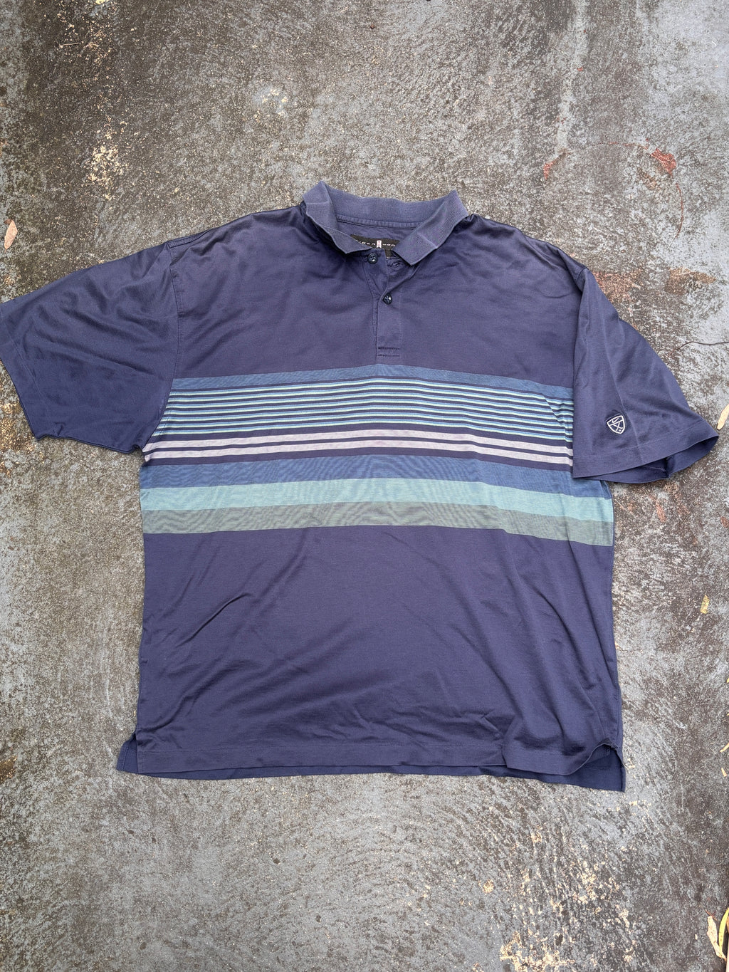 Vintage 90s Nike Golf x Tiger Woods Polo Shirt Size L Navy Stripe Sleeve Logo
