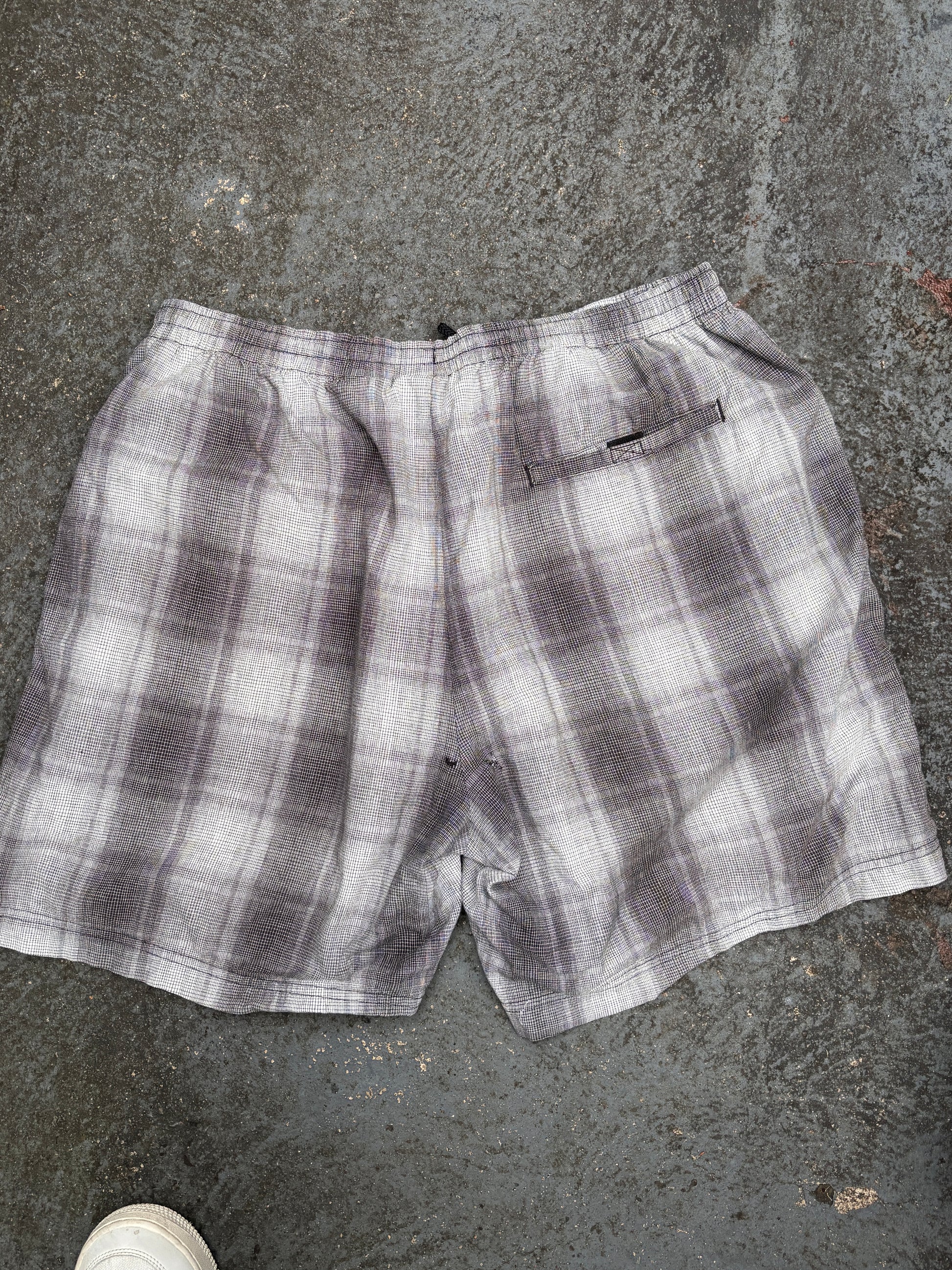 Vintage 90s Nike Court Shorts Size L Black/White Checkered Wide Leg w Logo