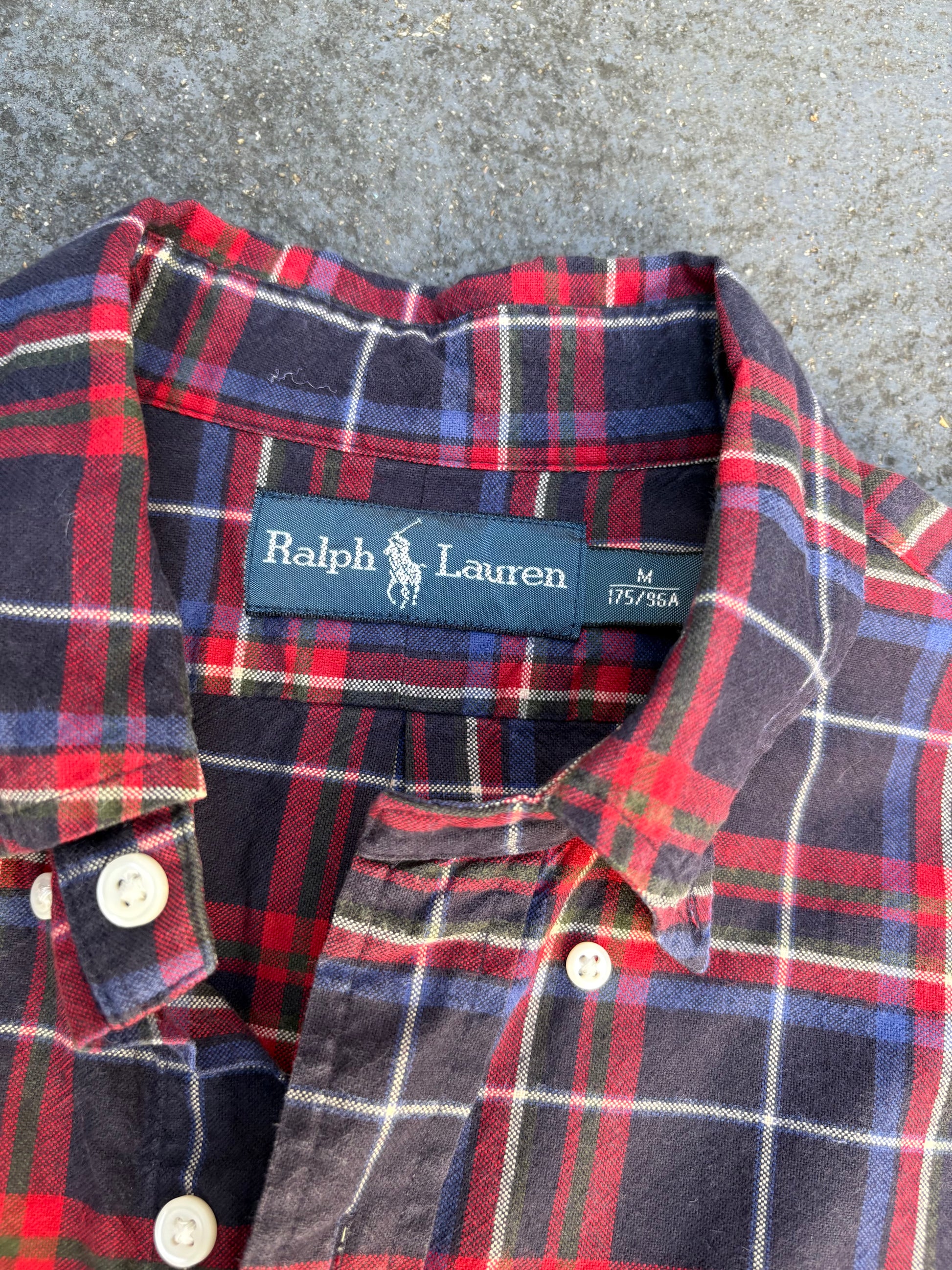 Vintage 90s Ralph Lauren Shirt Size M Tartan Gingham Red Black Preppy Grunge