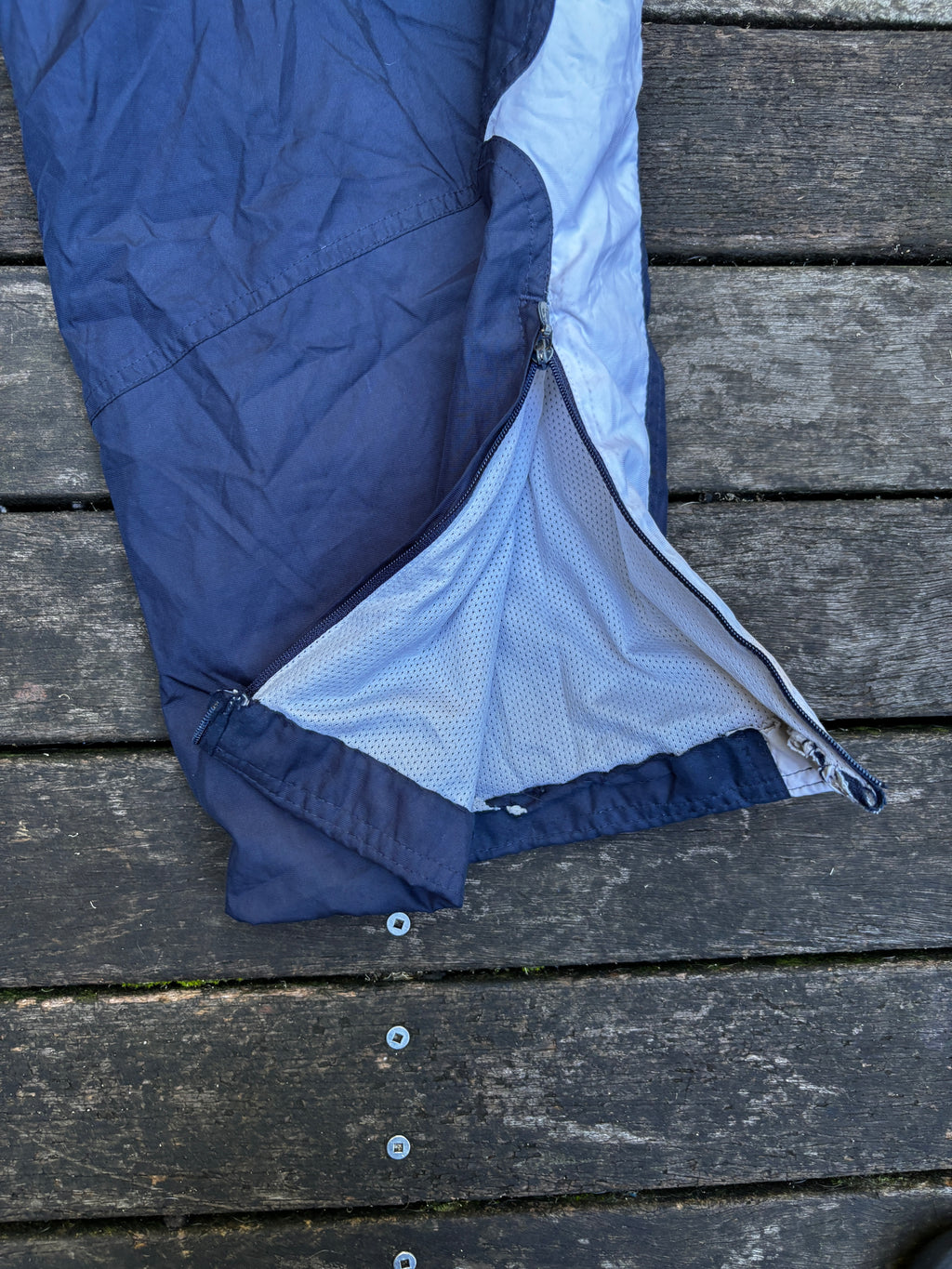 Y2K Nylon Nike Track Pants Navy Yellow Windbreakers