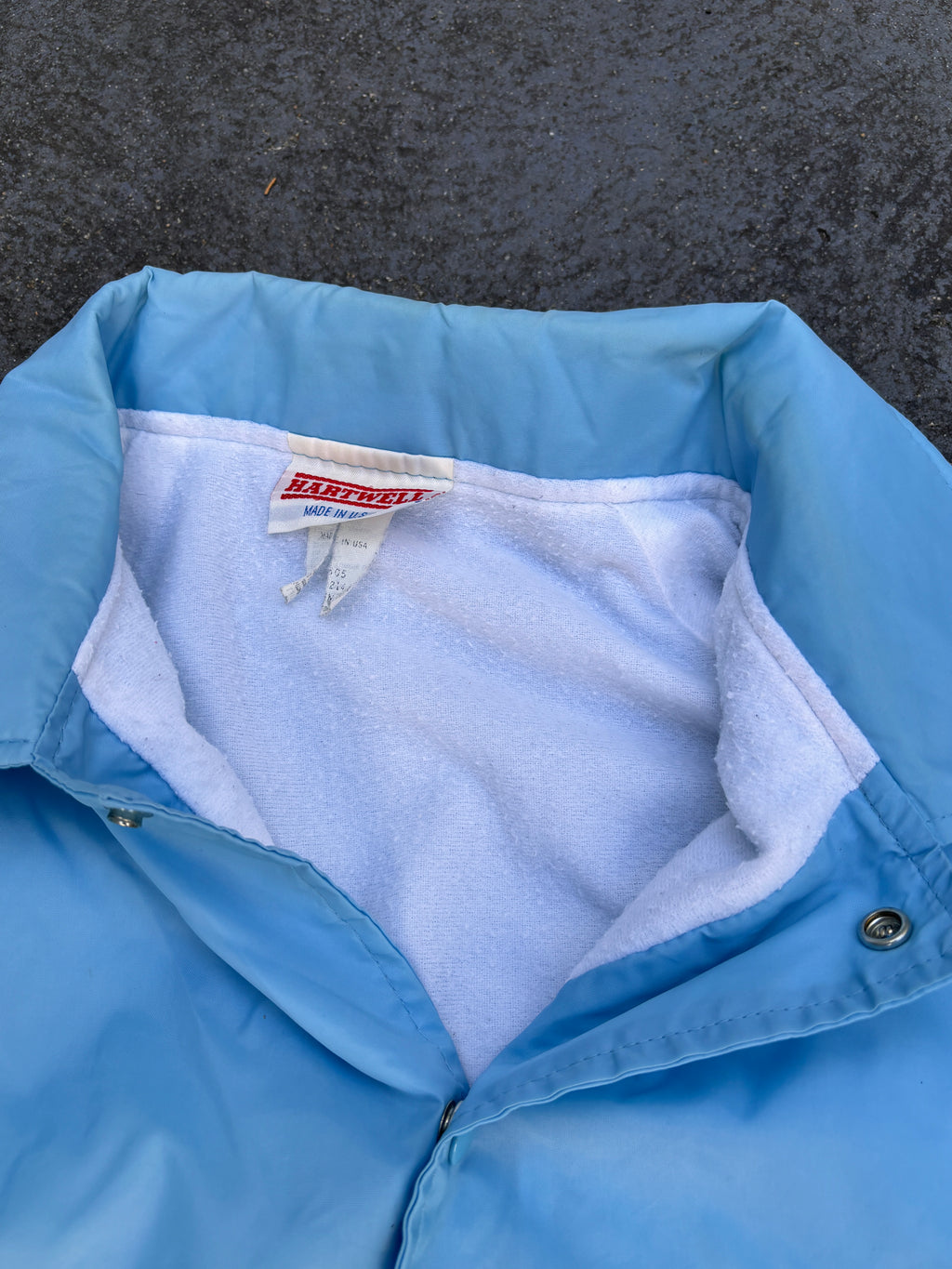 Vintage 80s Hawaii Yacht Club Coaches Jacket Size M Baby Blue Nylon Fleece Lined