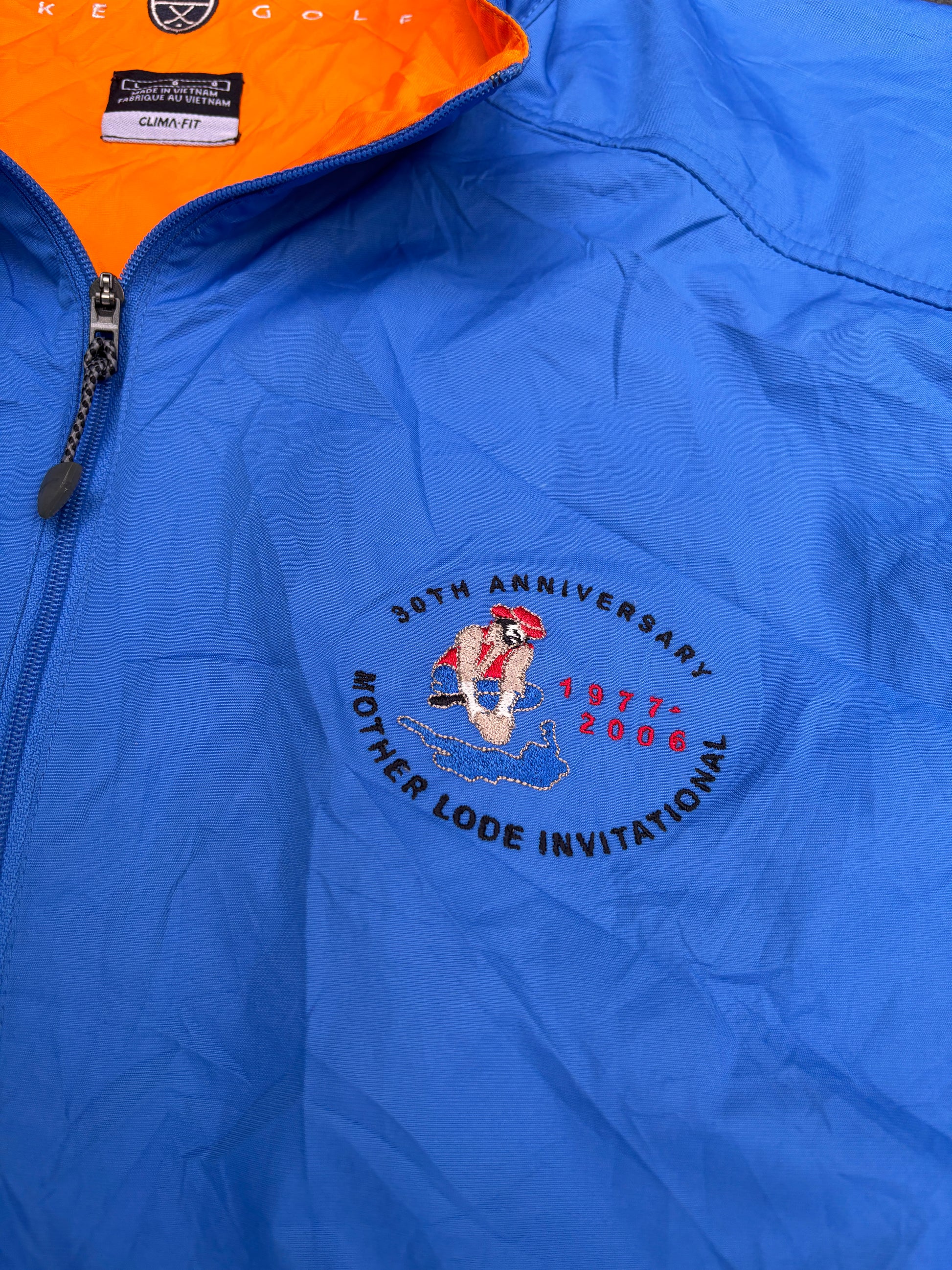 Vintage Y2K Nike Golf Jacket Size L Blue Orange Detail Short Sleeve Windbreaker
