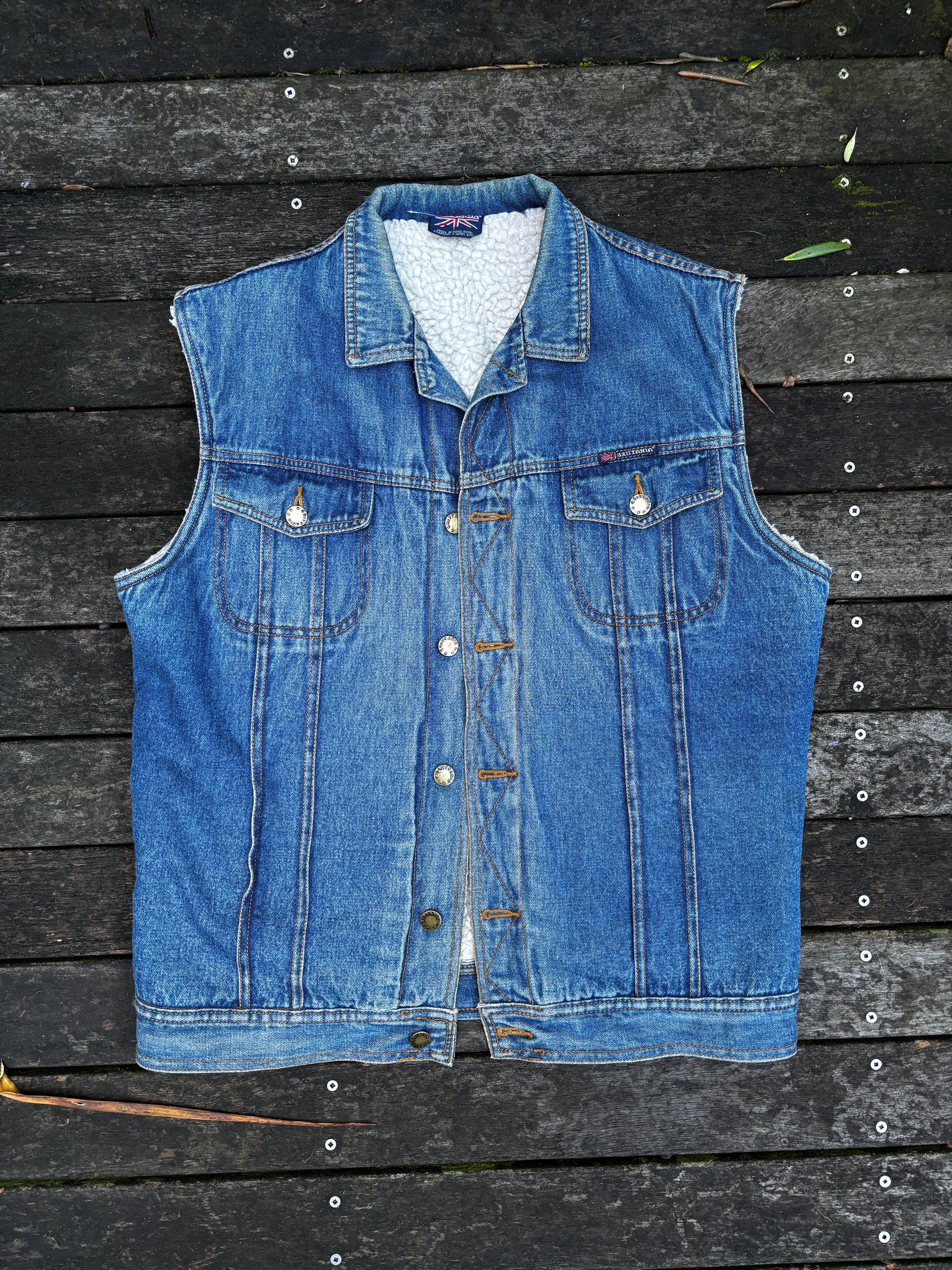 Vintage Brittania Denim Sherpa Vest Size L