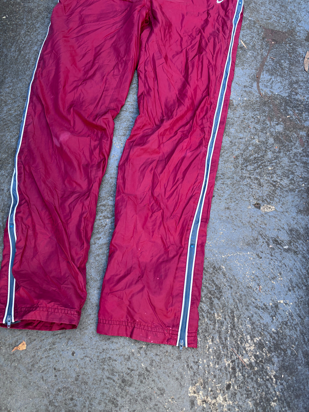 Vintage Y2K Nike Track Pants Size S Burgundy Navy Detail Classic Nylon Windbreaker