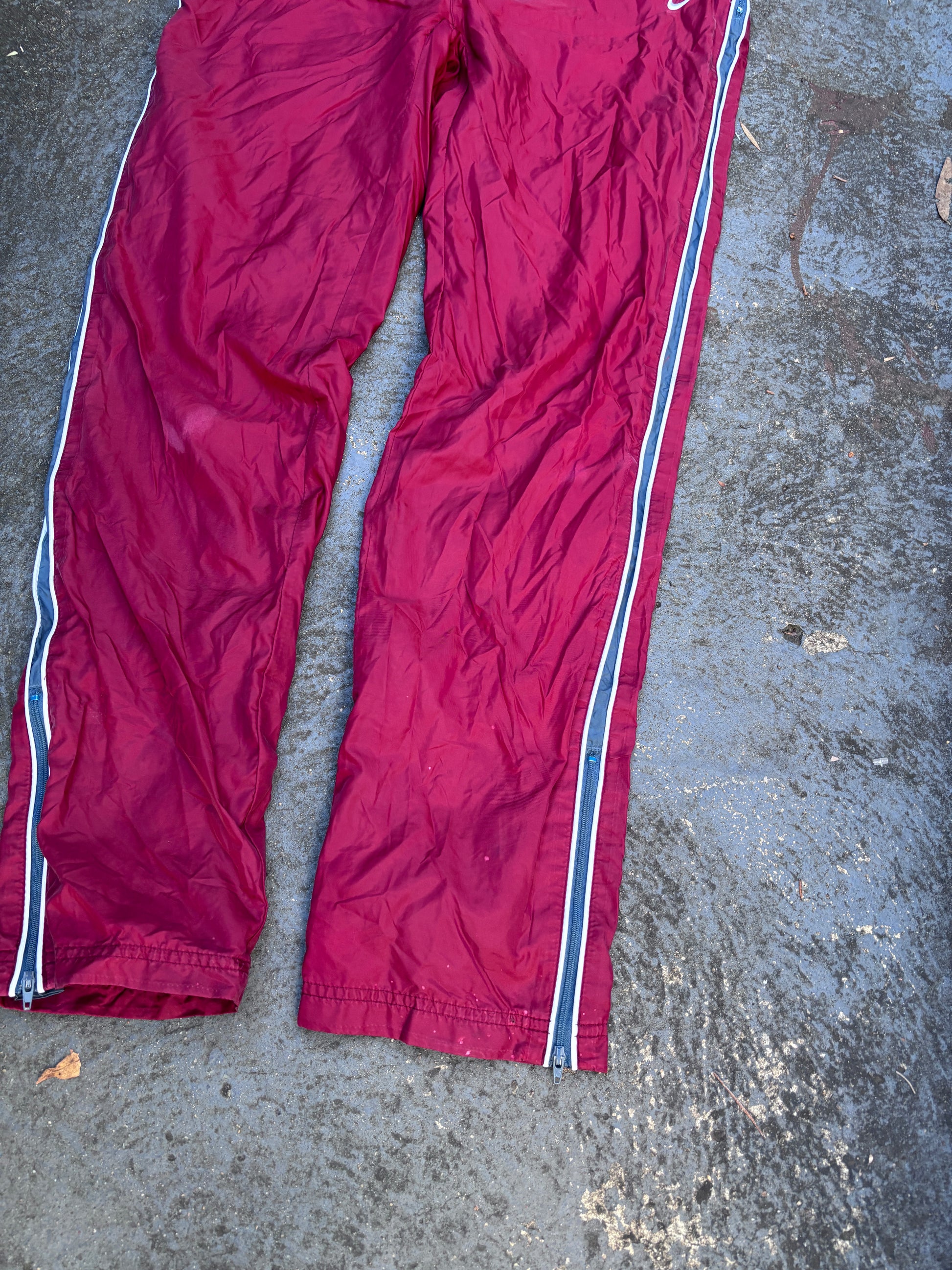 Vintage Y2K Nike Track Pants Size S Burgundy Navy Detail Classic Nylon Windbreaker