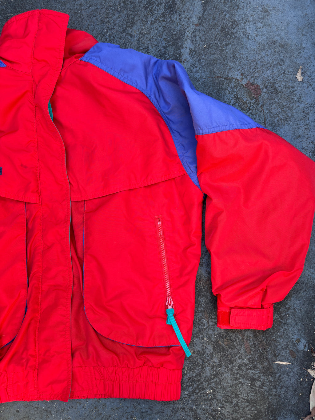 Vintage 90s Columbia Powder Keg Jacket Size M Red Green Nylon Windbreaker Zip