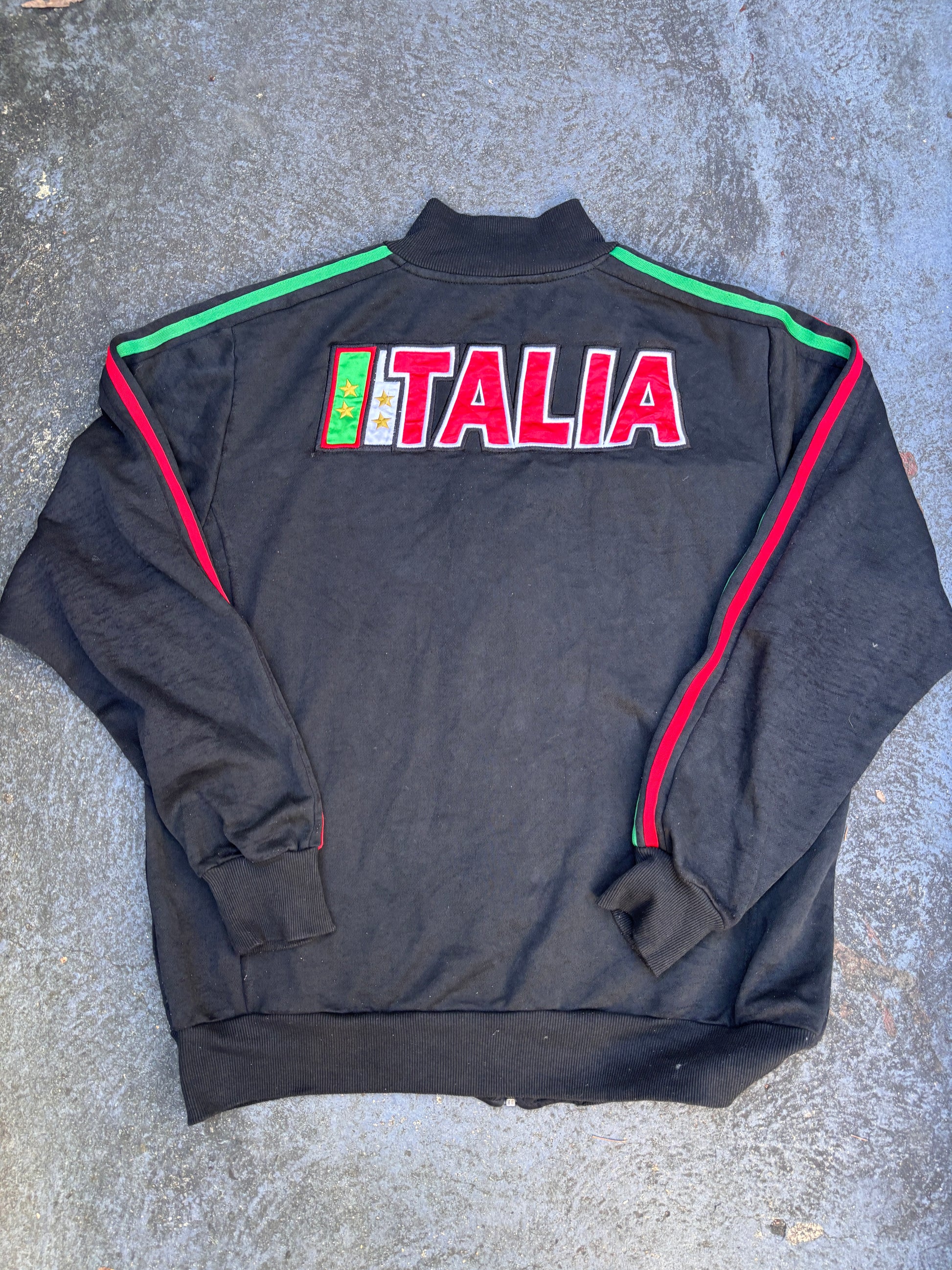 Vintage 90s Kappa Italia Jacket Size XL Black Embroidered Italy Flag Full Zip