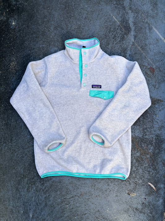 Patagonia Synchilla Snap T Jumper Size XS Grey Green Detail Fleece Pullover