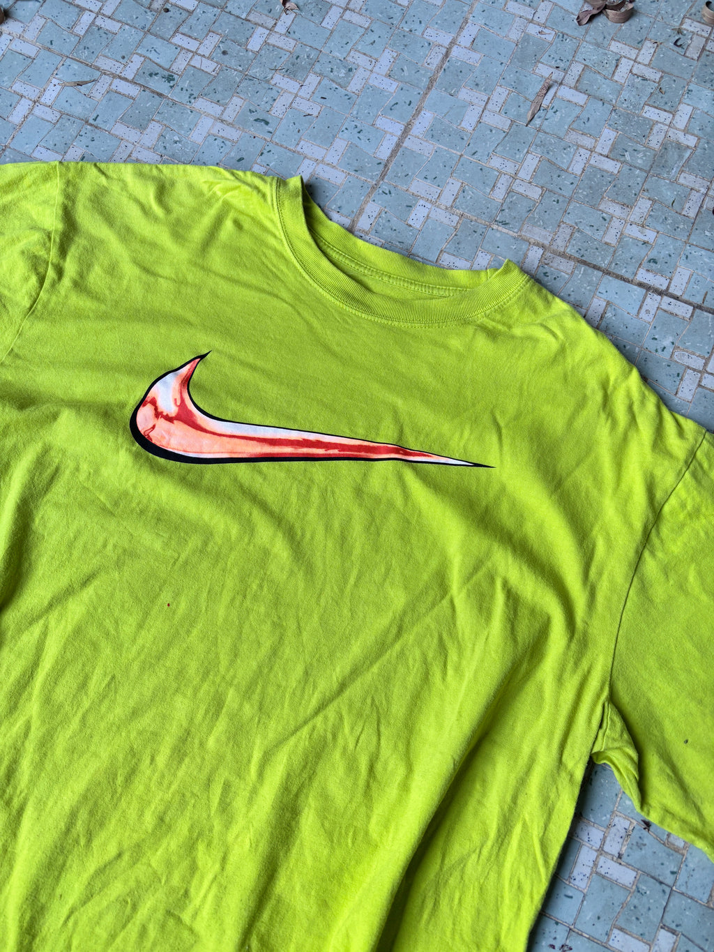 Y2K Nike Swim T-shirt Size XL Lime Green