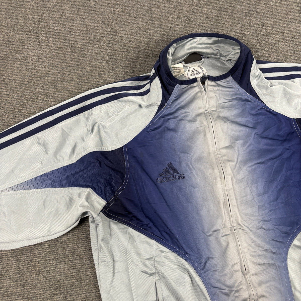 Vintage Adidas Football Jacket Men's Large Blue Grey Gradient