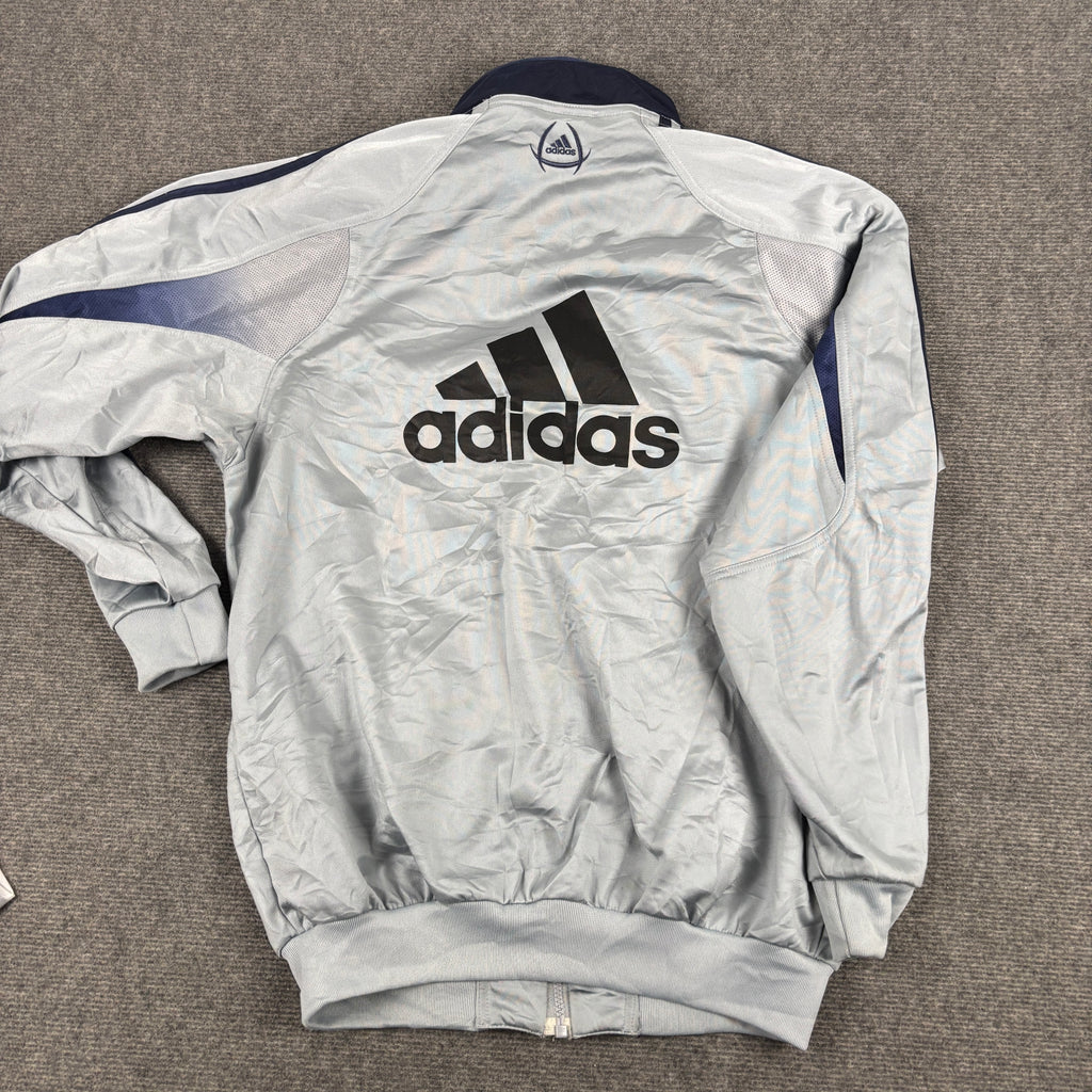Vintage Adidas Football Jacket Men's Large Blue Grey Gradient