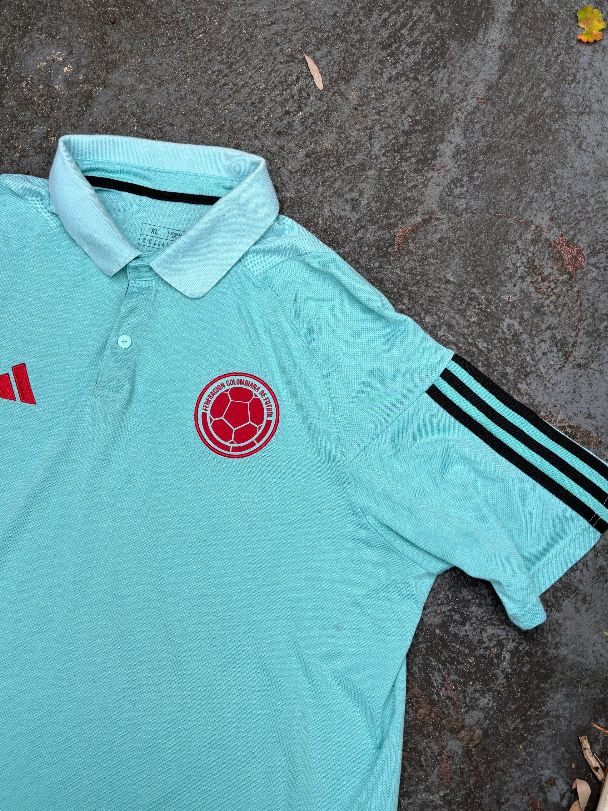 Adidas Columbia Football Polo Size XL Aqua National Soccer Team Logo Patch