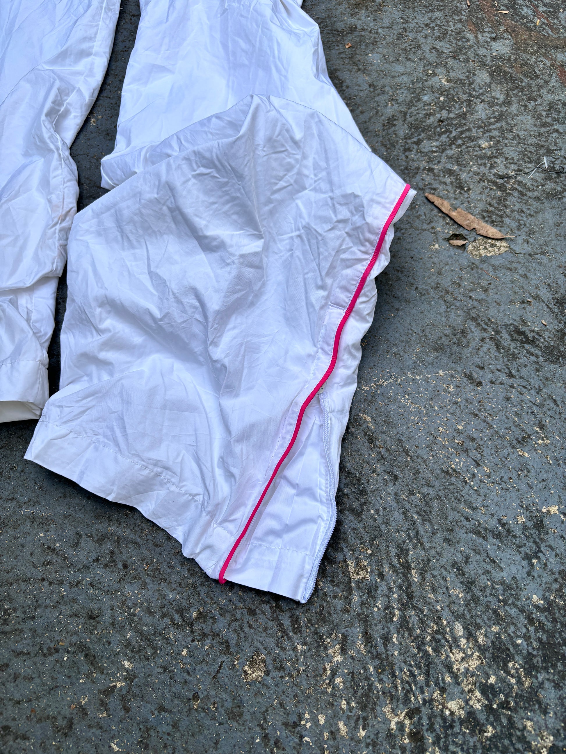 Vintage Y2K Nike Track Pants Size S White Pink Swoosh Straight Leg Ankle Zip