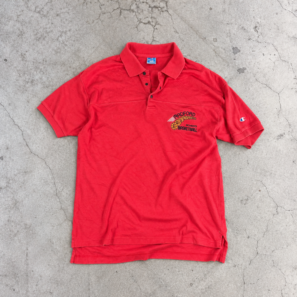 Vintage 90s Champion Basketball Polo Shirt Men's Large Red Sportwear