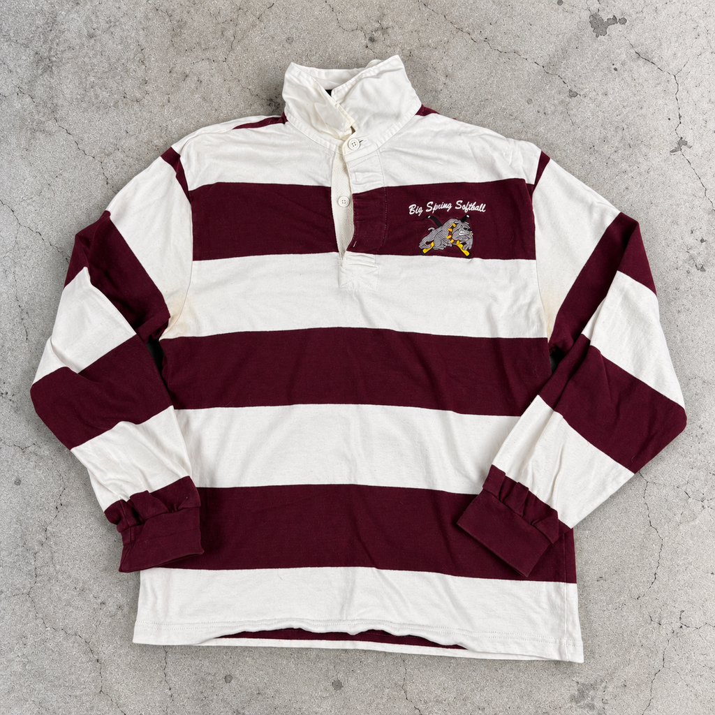 Vintage Charles River Rugby Polo Men's Small Red White Striped Shirt