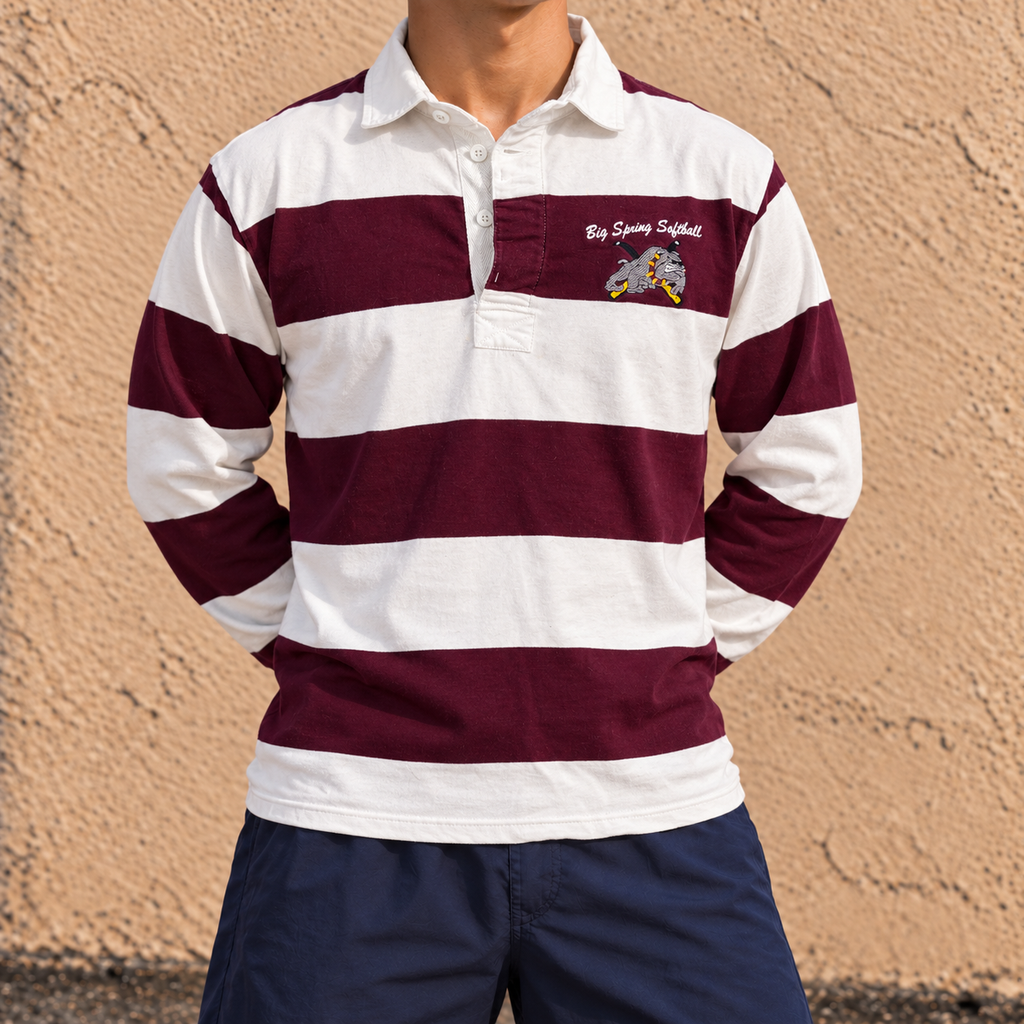 Vintage Charles River Rugby Polo Men's Small Red White Striped Shirt