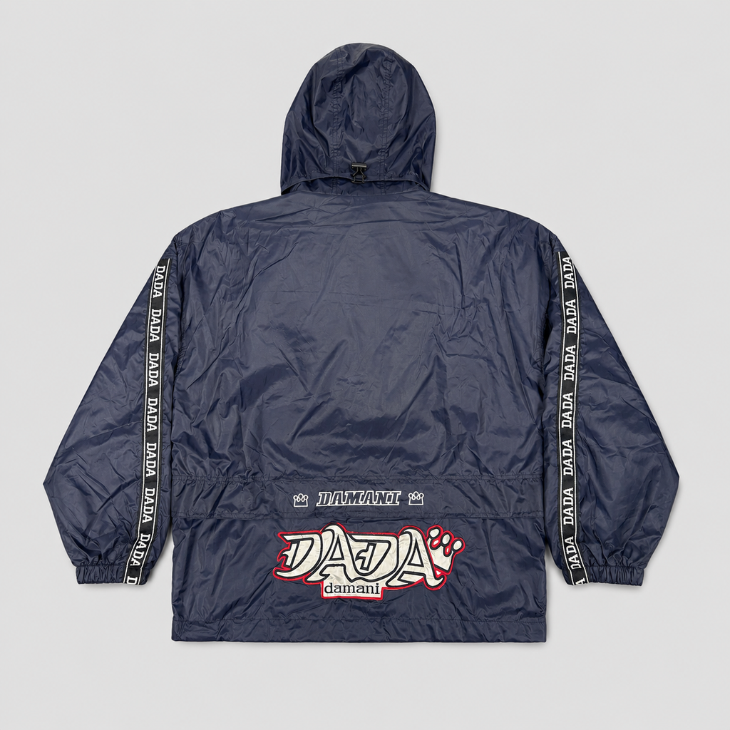 DADA Supreme Jacket Men's S Navy Tape Spell Out Logo Deadstock Hip Hop Windbreaker