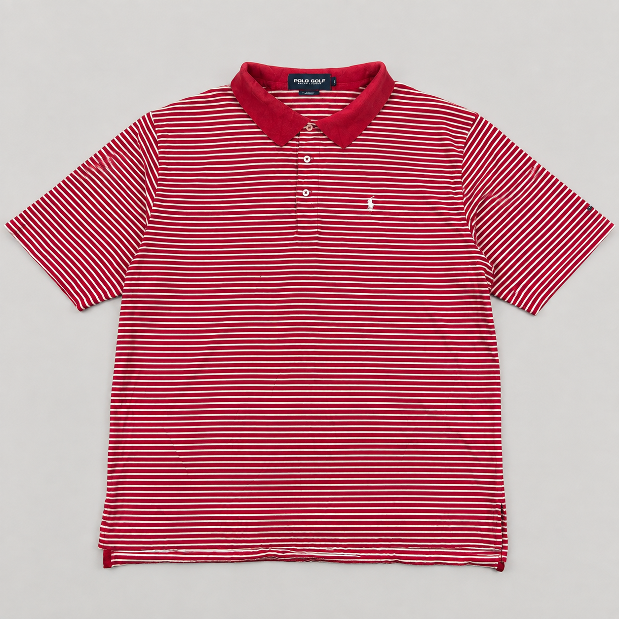 Vintage Polo Golf Polo Shirt Men's Large Red White Stripe Small Pony
