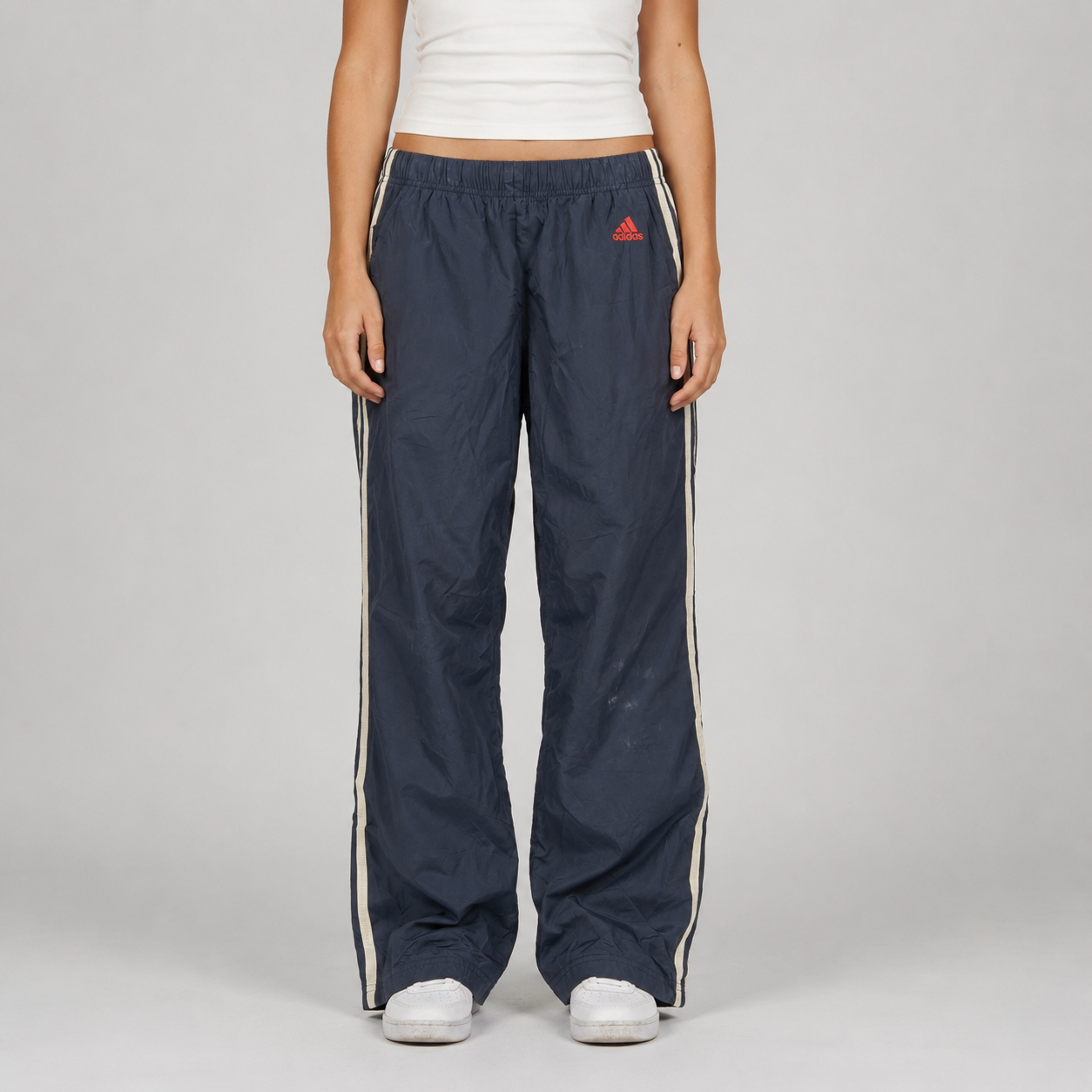 Vintage Adidas 3 Stripe Track Pants Women's Small Navy Red Logo