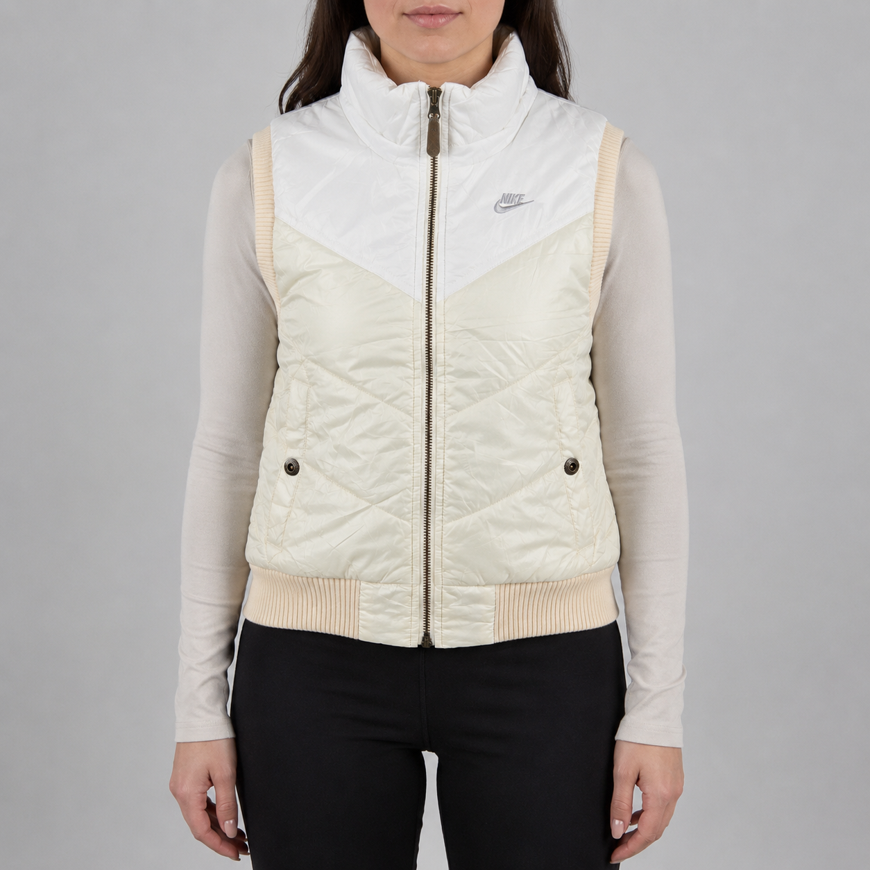 Vintage 00s Nike Puffer Vest Women's Medium White Cream GIllet