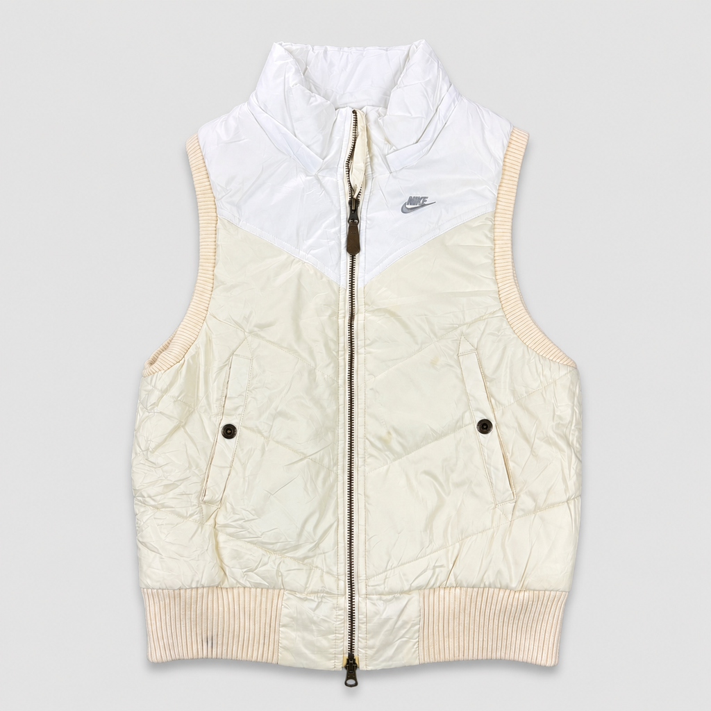 Vintage 00s Nike Puffer Vest Women's Medium White Cream GIllet