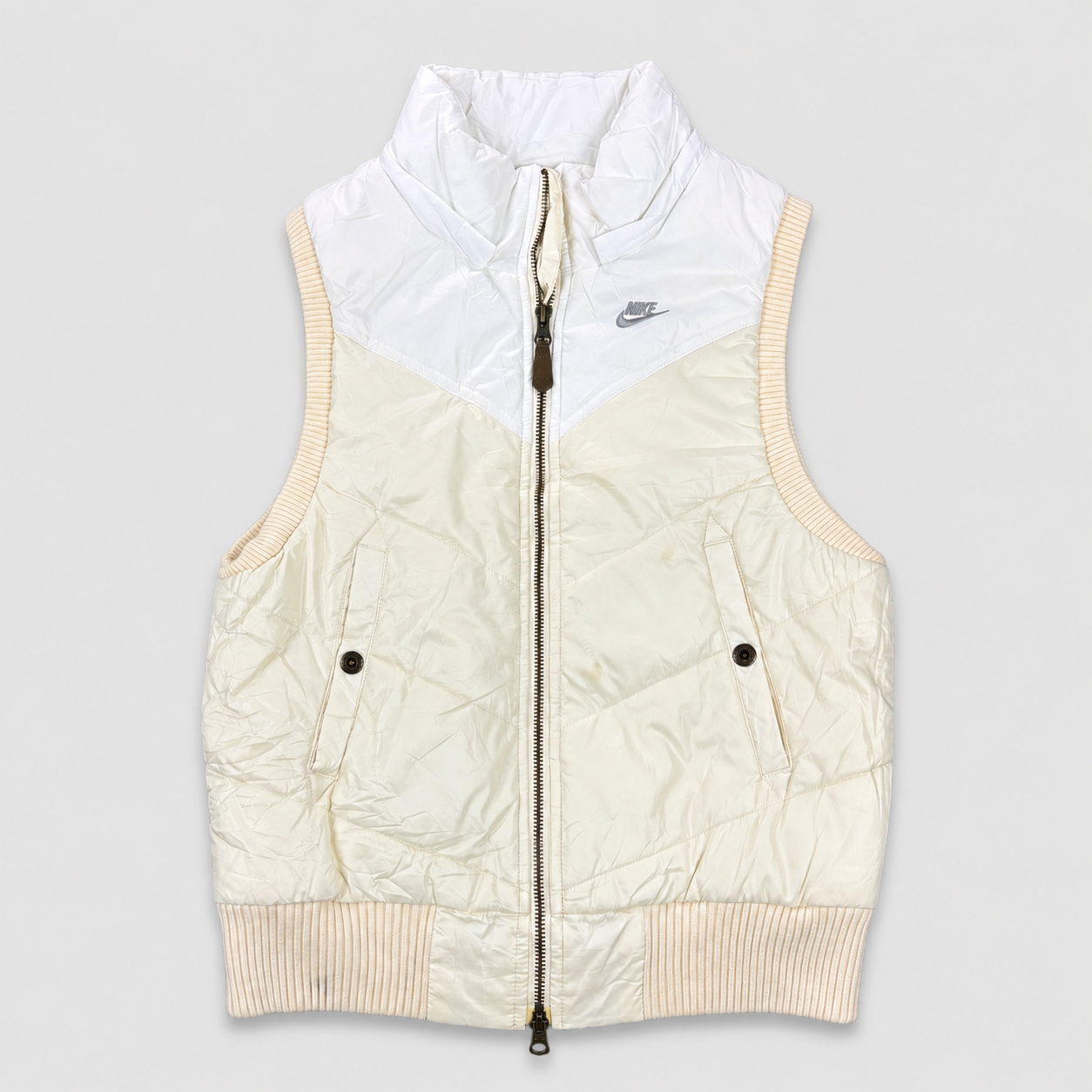Vintage 00s Nike Puffer Vest Women's Medium White Cream GIllet