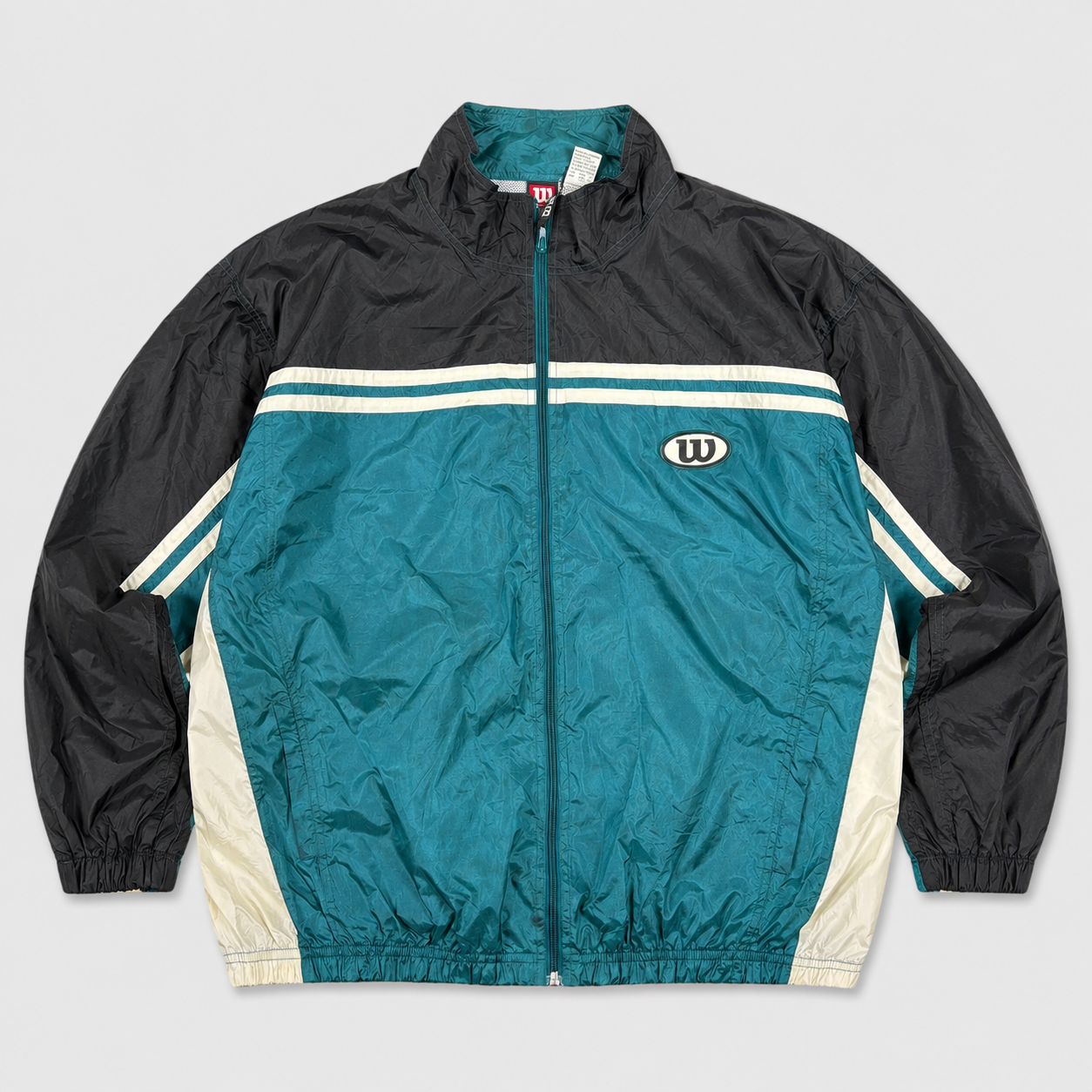 Vintage Wilson Tennis Jacket Men's XL Green Black Nylon Windbreaker