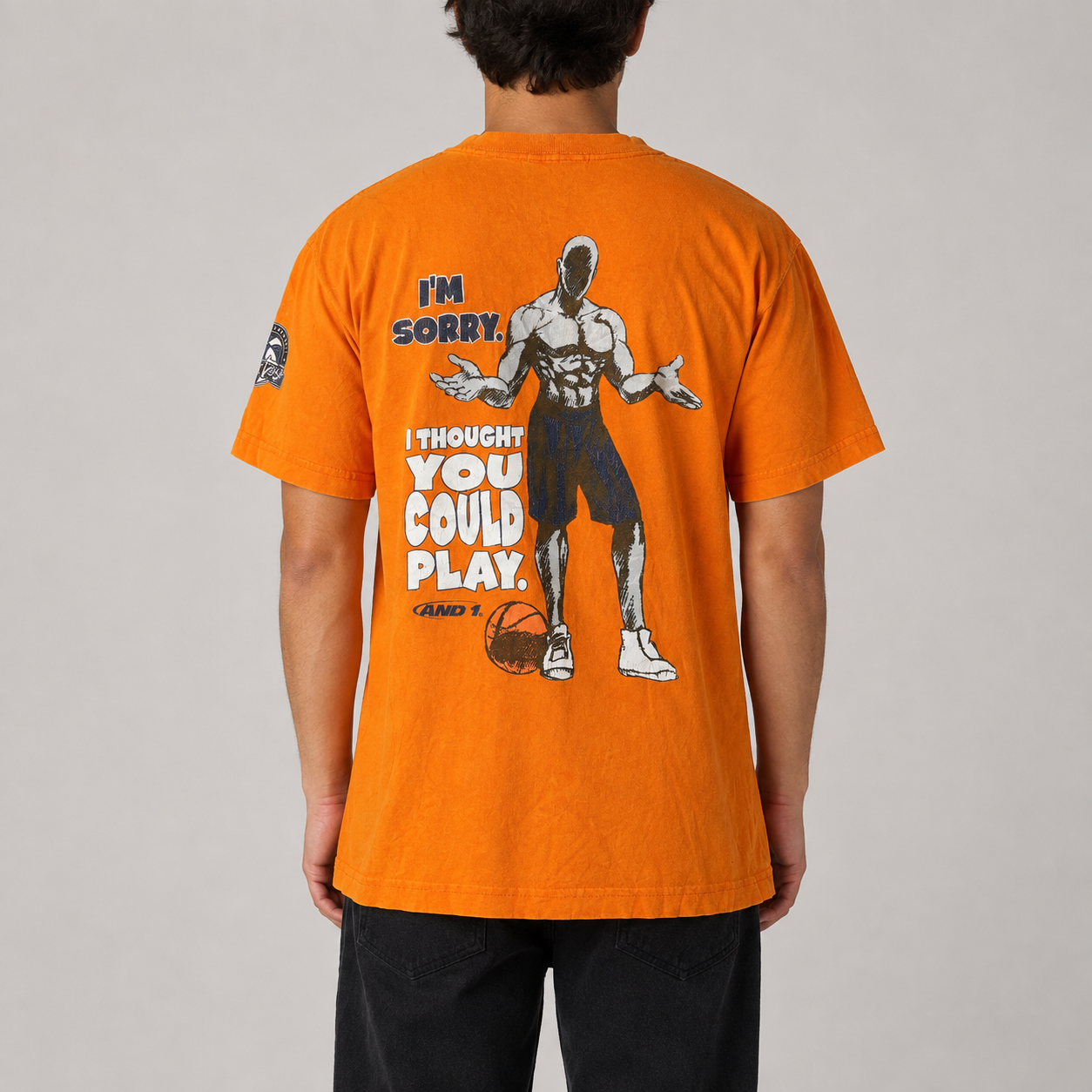 2000s AND1 Trash Talk Basketball T-shirt Men's Small Orange 'Thought you Could Play'