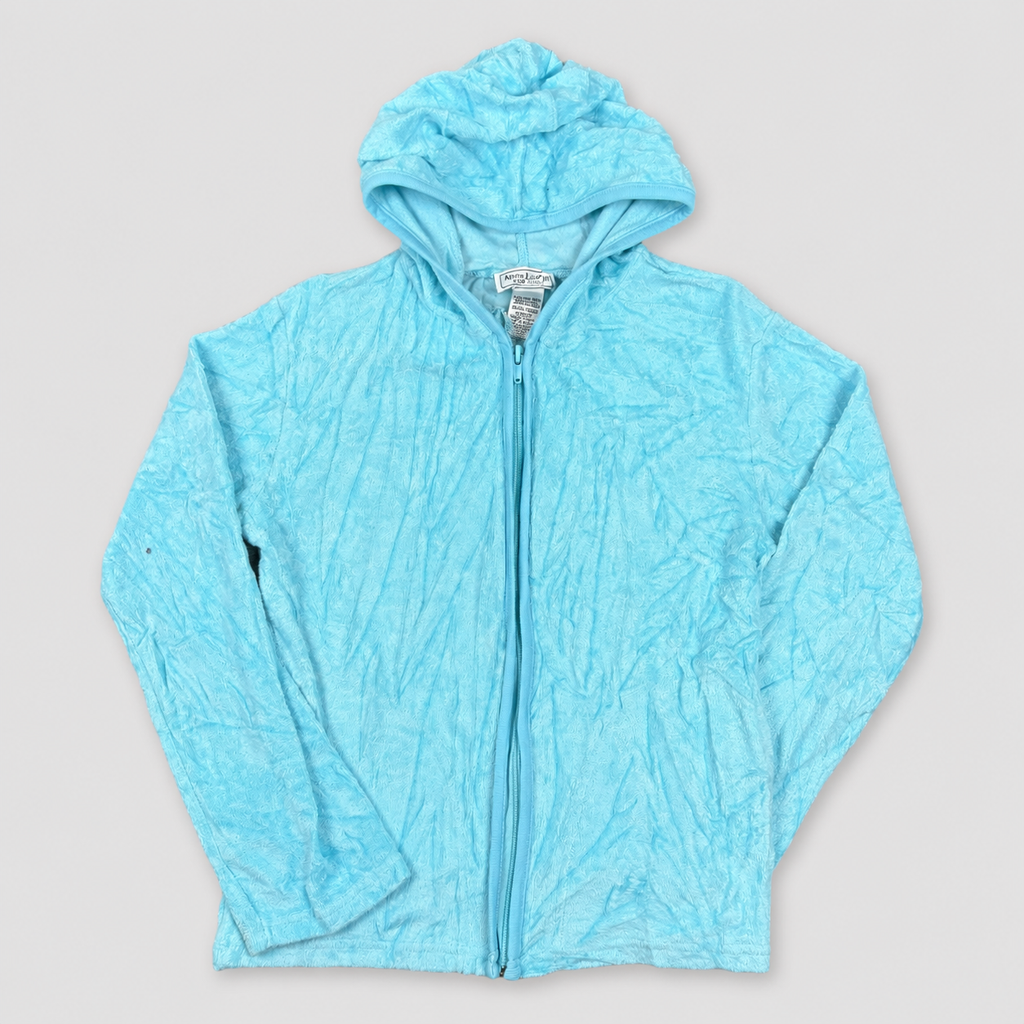 Y2K Anne Lewin Velour Hoodie Women's XS Blue Jumper