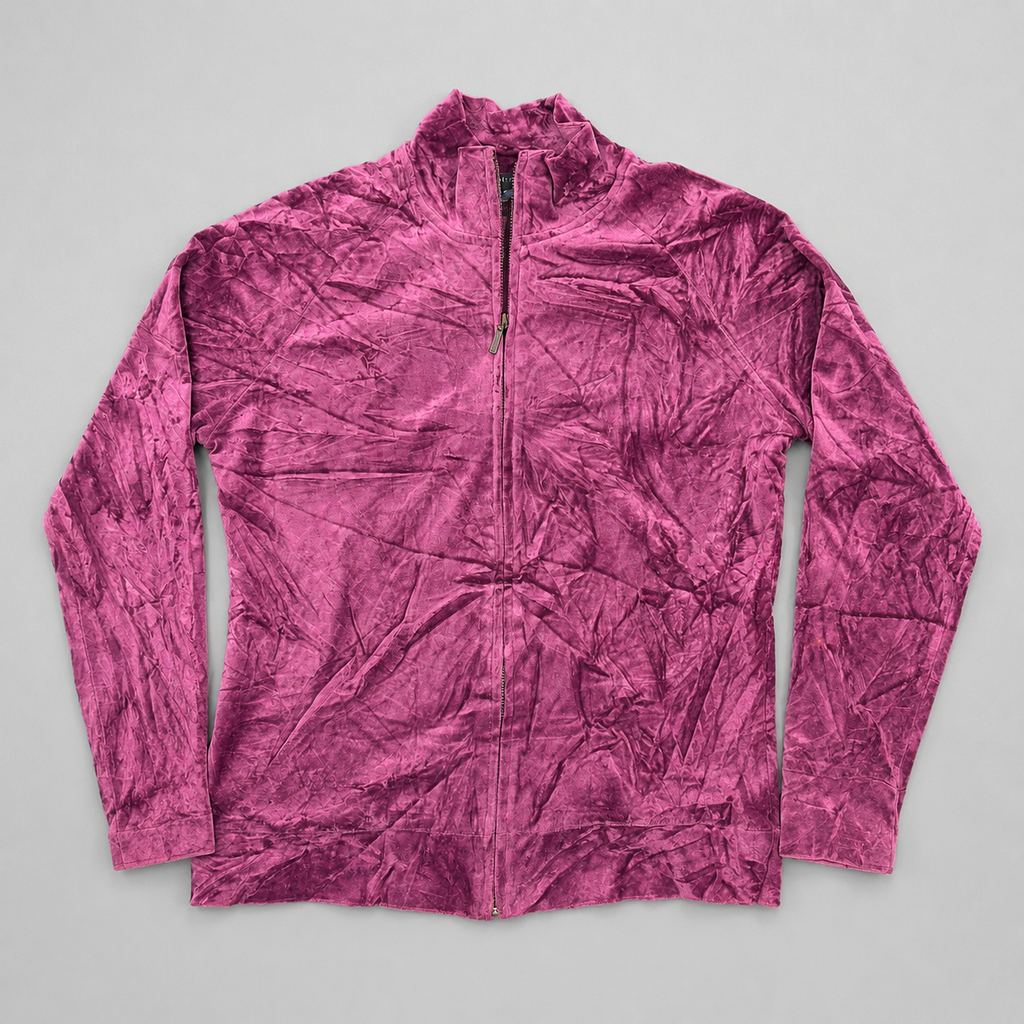 Y2K Gap Velour Jumper Women's Small Purple Crushed Fabric Zip Up