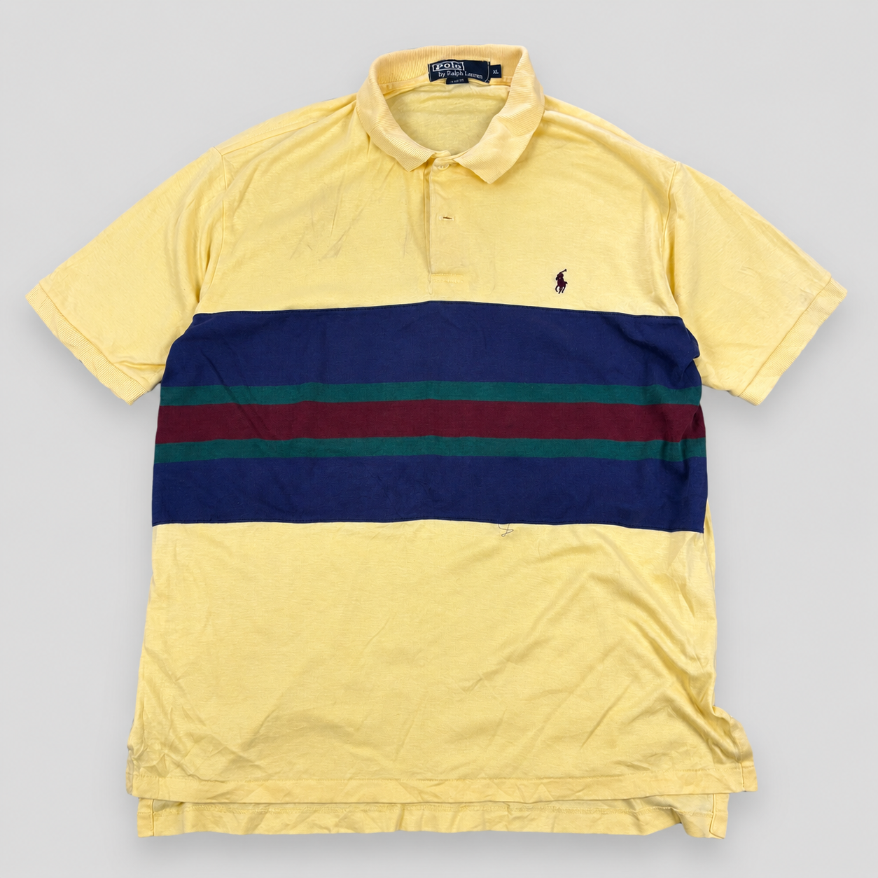 Vintage Polo Ralph Lauren Polo Shirt Men's XL Yellow Stripe Golf