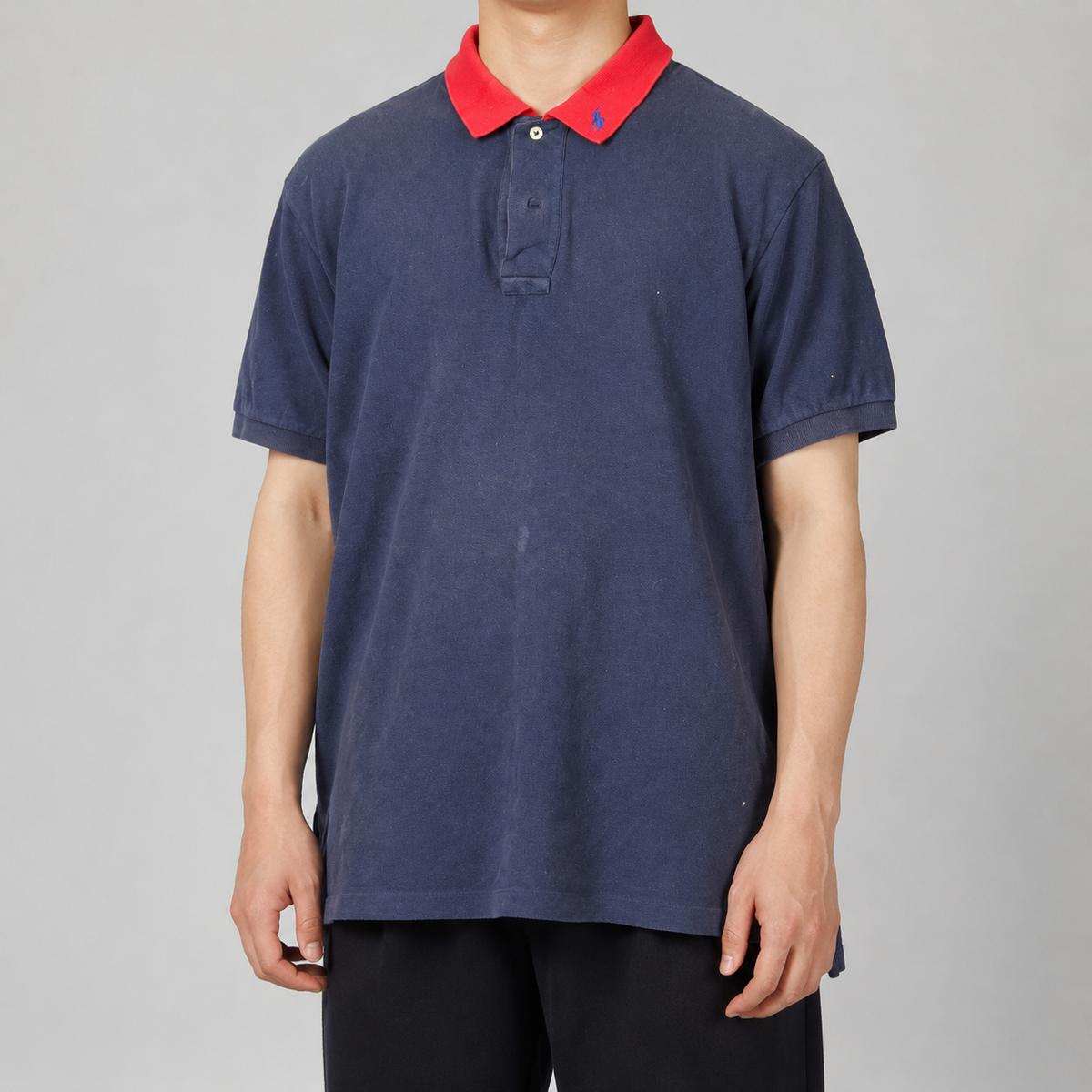 Vintage Polo Ralph Lauren Polo Shirt Men's Medium Navy Blue Red Rare Type