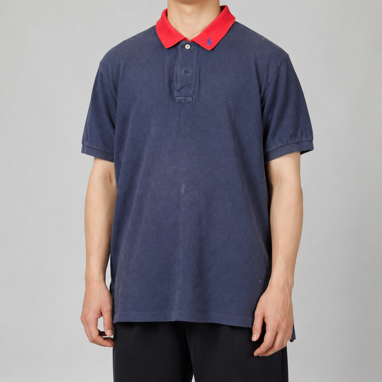 Vintage Polo Ralph Lauren Polo Shirt Men's Medium Navy Blue Red Rare Type
