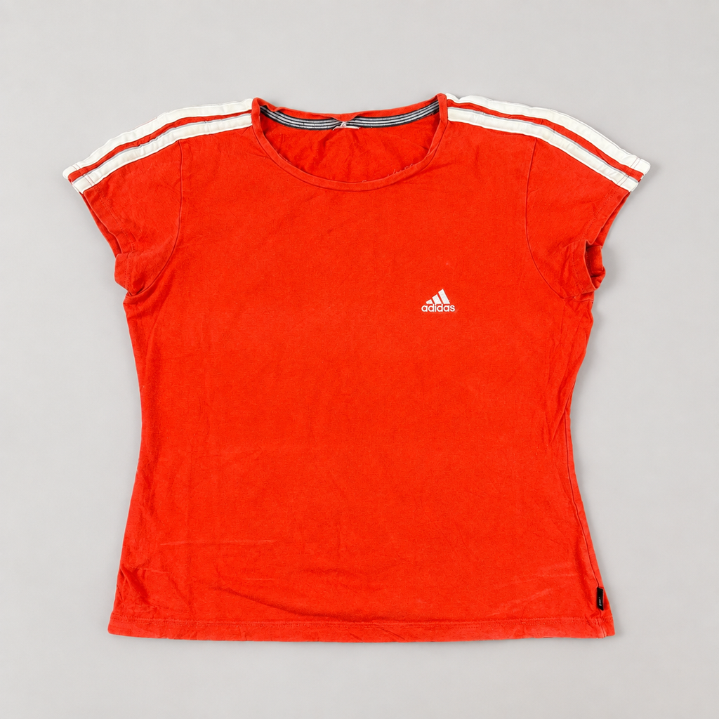 y2k Adidas activewear t-shirt women's small orange white petite top