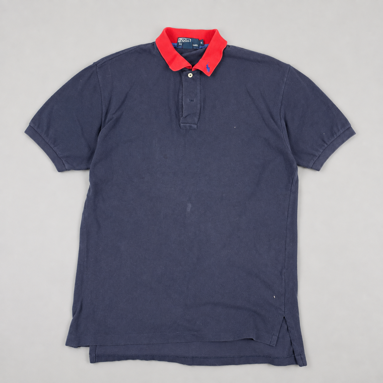 Vintage Polo Ralph Lauren Polo Shirt Men's Medium Navy Blue Red Rare Type