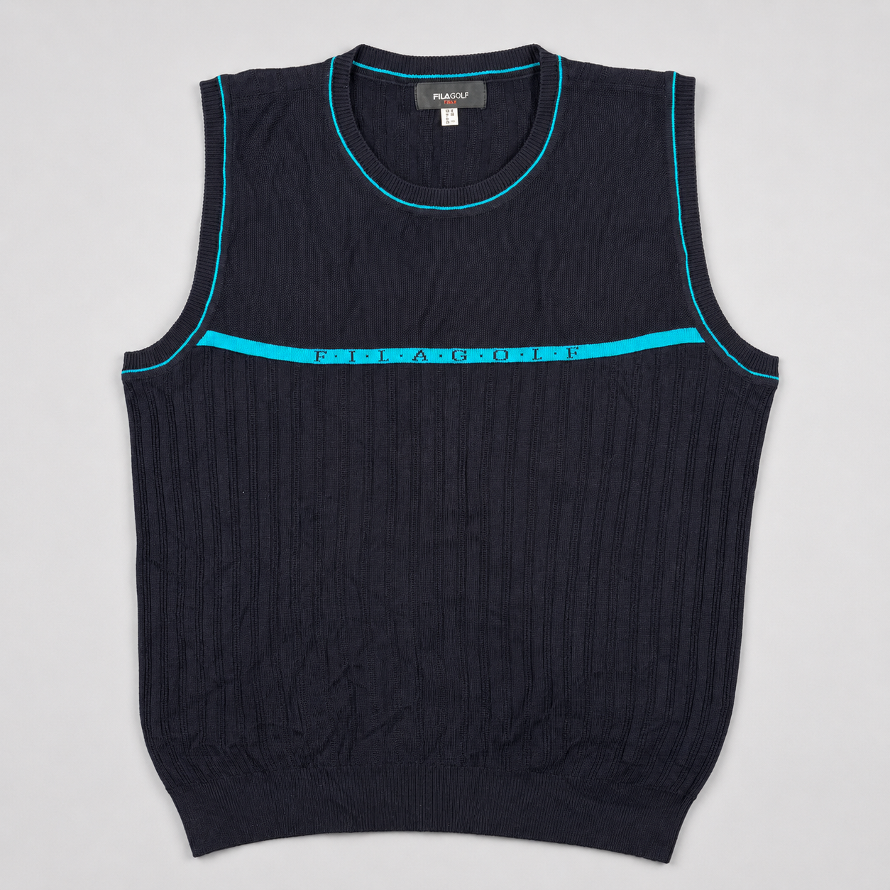Vintage FILA Golf Vest Women's Small Black Blue Knit Activewear Sweater