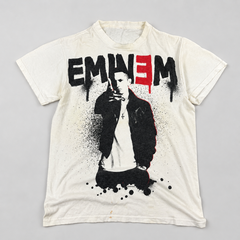 EMINEM Slim Shady T-shirt Men's Small White 2011 Sprayed Up Graphic