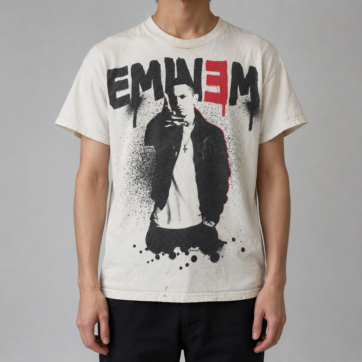 EMINEM Slim Shady T-shirt Men's Small White 2011 Sprayed Up Graphic