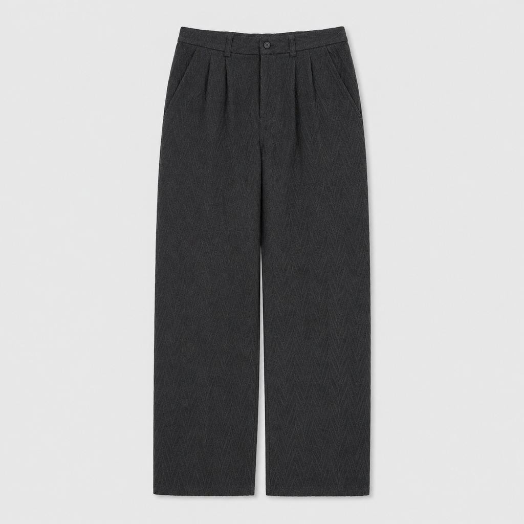 Vintage Japanese Tweed Trousers Men's Small Black Wool Pants Old Money Fashion