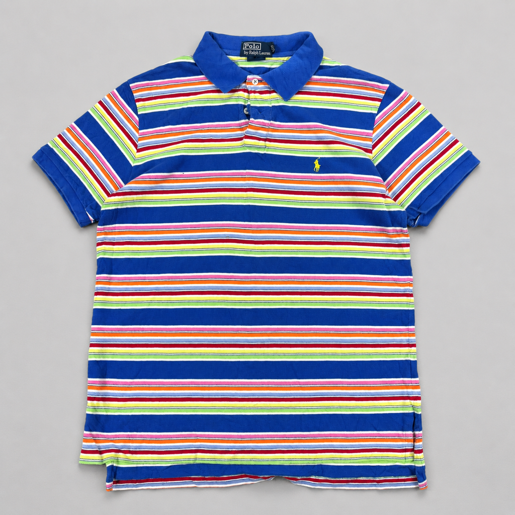 Vintage 90s Polo Ralph Lauren Polo Men's Large Multicolour Stripe Small Pony Golf Fit