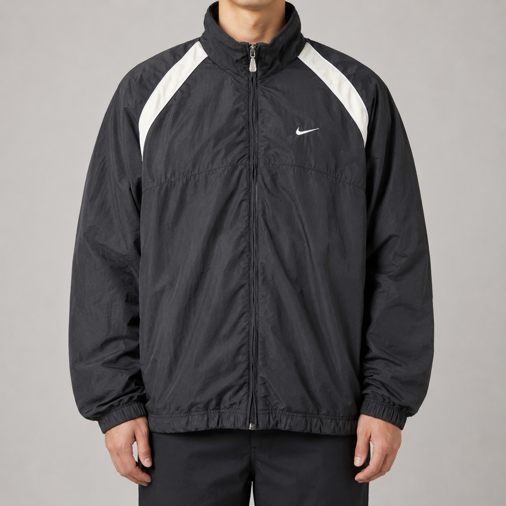 Vintage Nike Jacket Men's Medium Black Grey Full Zip 2000s Y2K