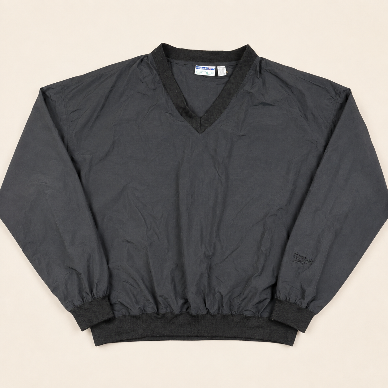Vintage Reebok Golf V-neck Pullover Men's XXL Black Windbreaker