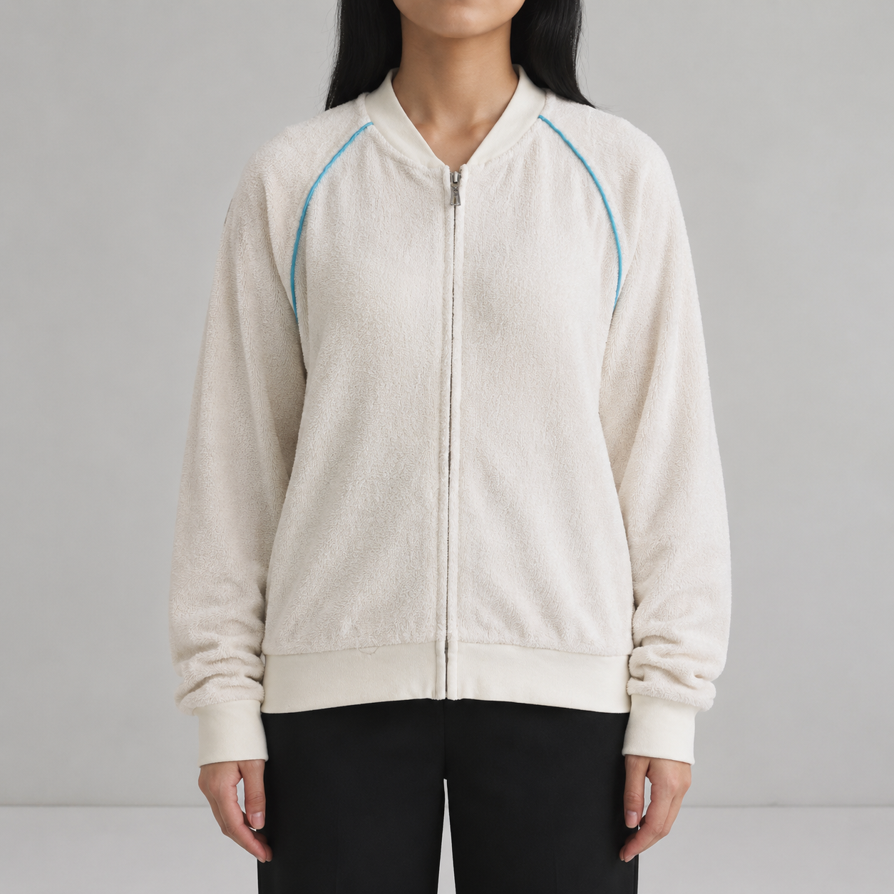Vintage Y2K Gap Sweater Women's Small White Terrycloth Full Zip