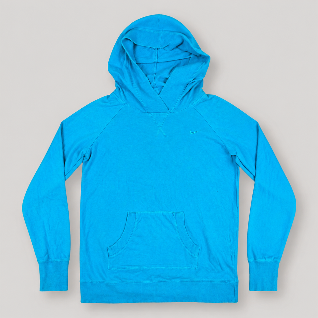 Y2K Nike Activewear Hoodie Women's XS Blue Swoosh Stretchy Jumper