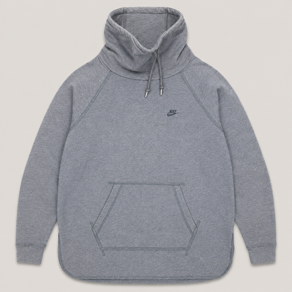 Vintage Y2K Nike Funnel Neck Jumper Women's Small Grey Blue Swoosh Logo