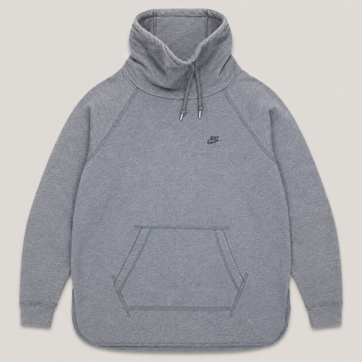 Vintage Y2K Nike Funnel Neck Jumper Women's Small Grey Blue Swoosh Logo