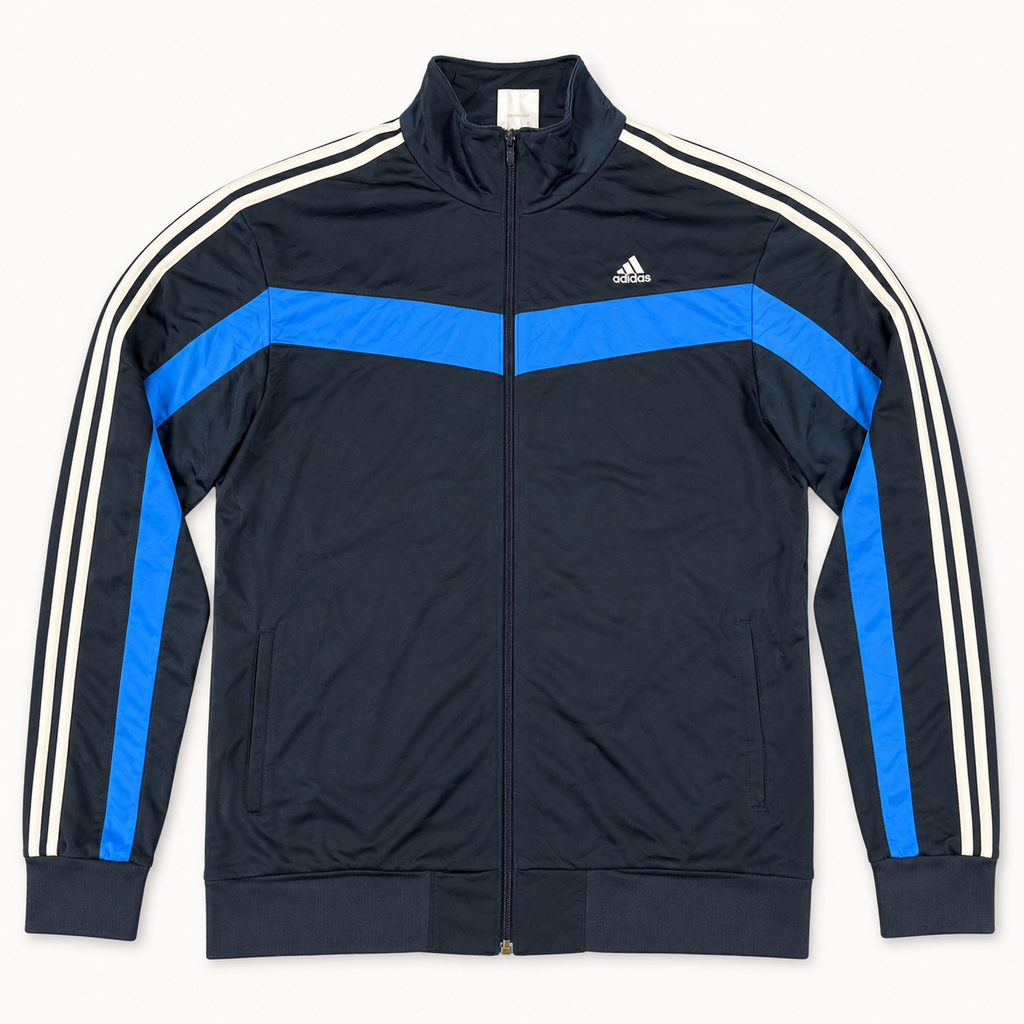 Vintage Y2K Adidas Jacket Men's Large Blue Satin Style Full Zip