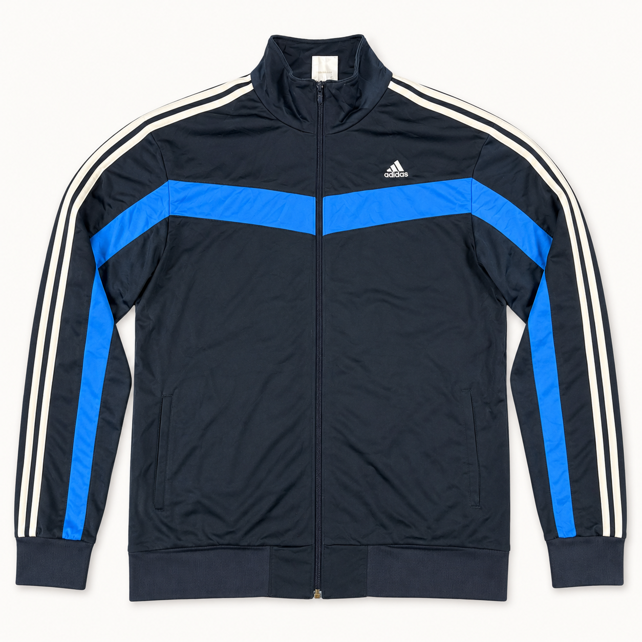 Vintage Y2K Adidas Jacket Men's Large Blue Satin Style Full Zip