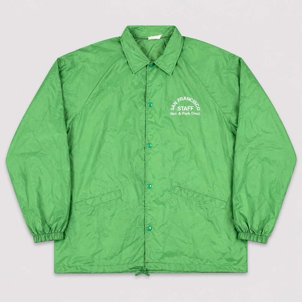 Vintage 90s Parks & Rec Coaches Jacket Men's Large Green Cardinal Windbreaker
