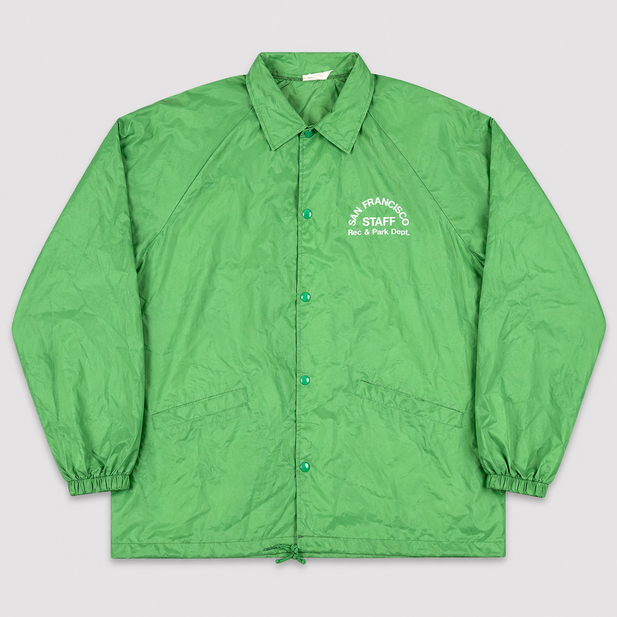 Vintage 90s Parks & Rec Coaches Jacket Men's Large Green Cardinal Windbreaker